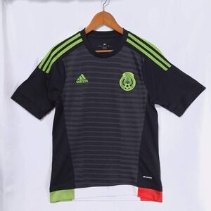 Adidas Mexico 2015 World Cup Soccer Jersey ClimaCool Mens M Shirt Black Green